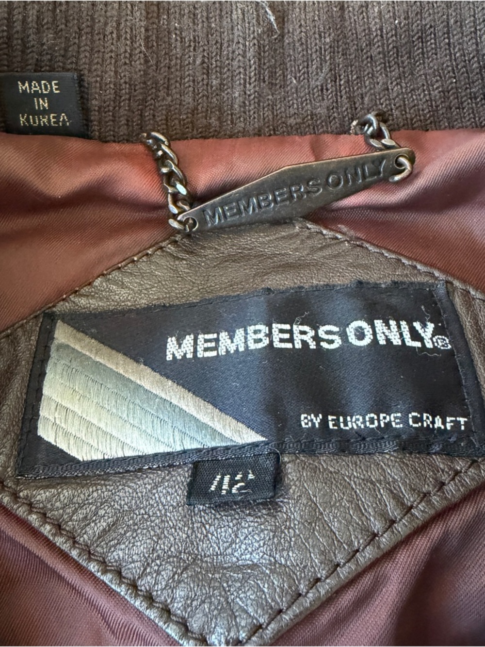 Members Only Brown Leather Bomber Jacket - Picture 4 of 6
